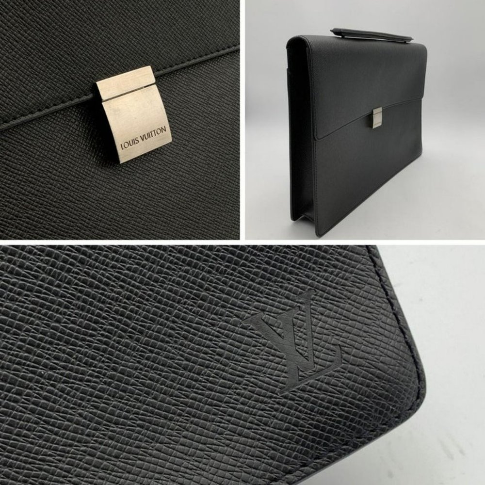 Louis Vuitton Serviette Angara Ardoise Leather and Suede Briefcase / Attache
